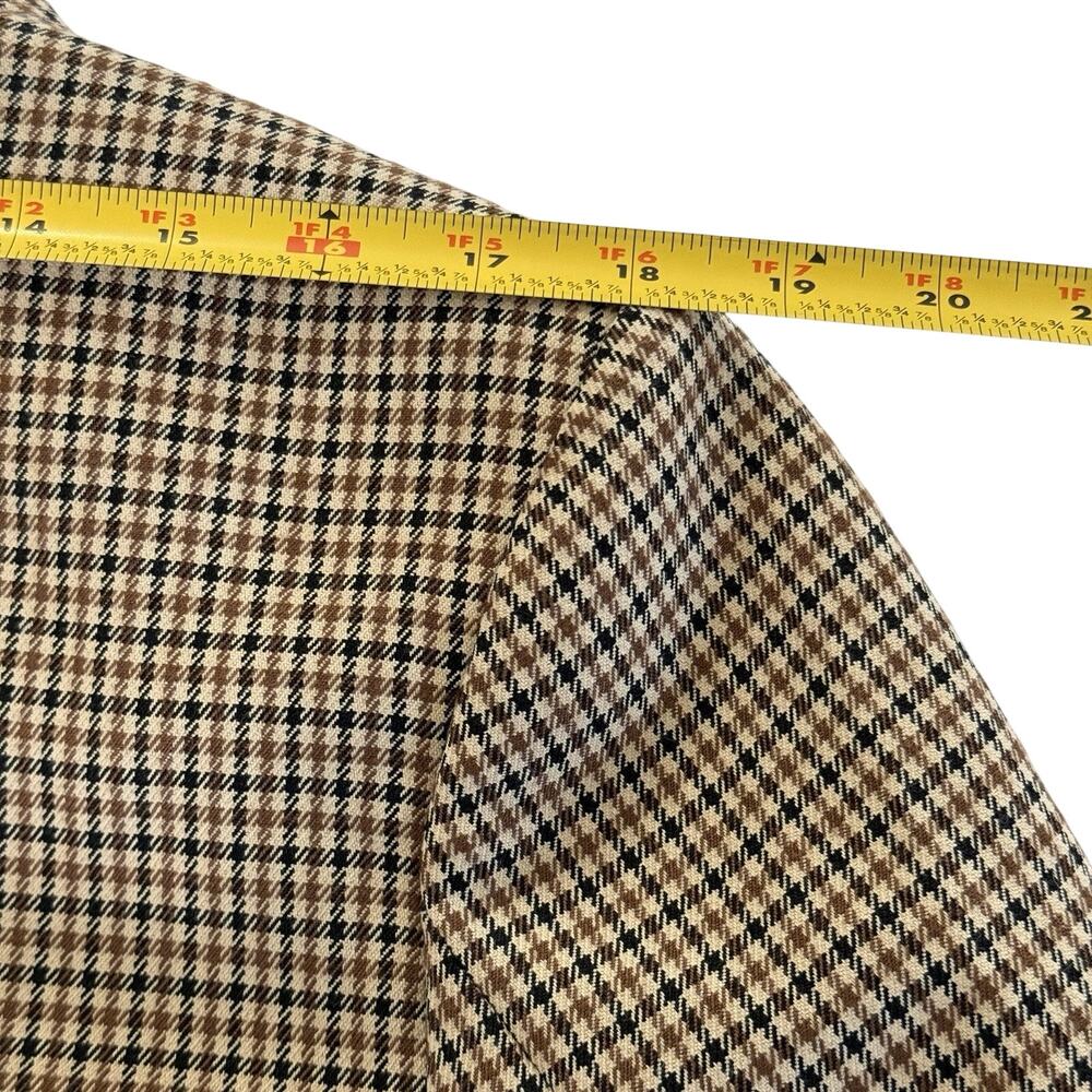 ZARA Houndstooth Double Breasted Blazer Jacket Brown Beige M Dark Academia - Picture 10 of 10